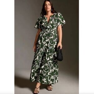 Anthropologie Somerset Maxi Dress in Dark Green Size Medium